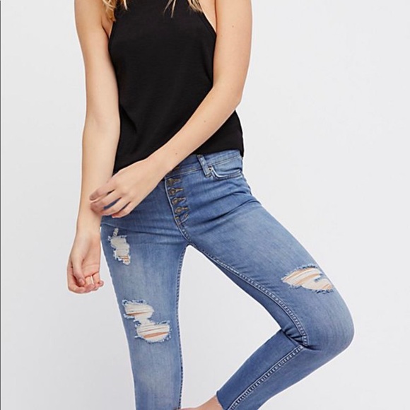 Free People Button fly lt denim jeans - Picture 2 of 8